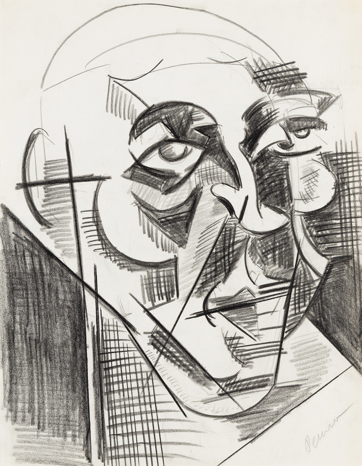 IRENE RICE PEREIRA (1902-1971) Cubist Portrait.